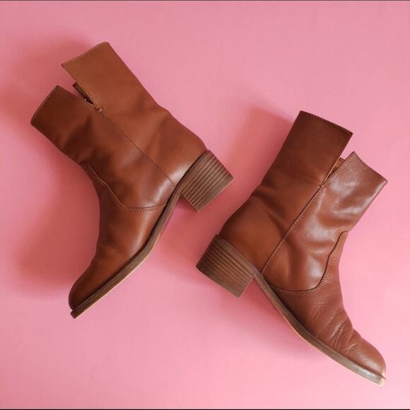 J. Crew Cognac Dean Midshaft Leather Buckle Pull On Boot - Picture 5 of 6